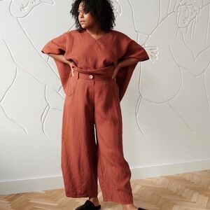 Linenfox Frankie trousers in terracotta